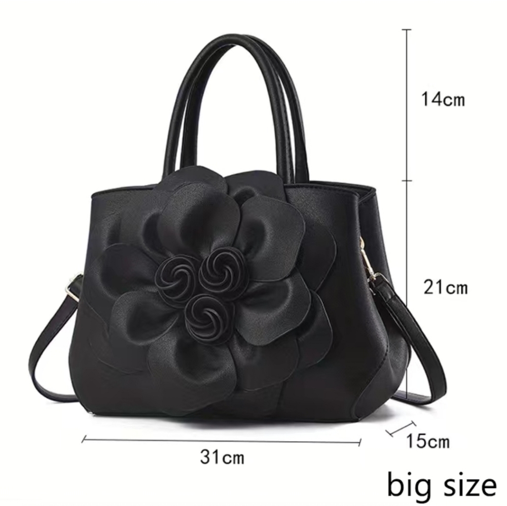 Elegant 🌼 Flower Decor convertible Bag, Satchel Casual Handbag LARGE - Picture 4 of 8